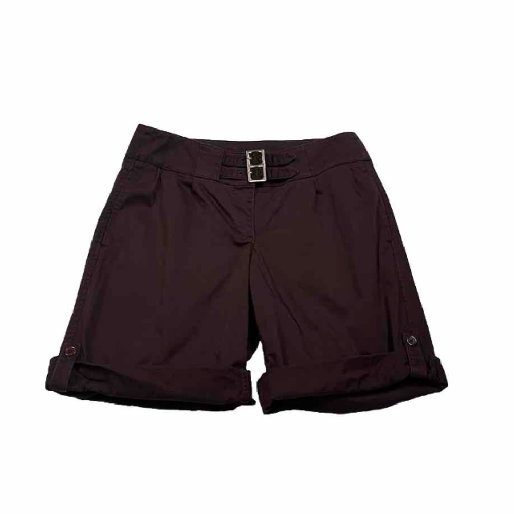 Moda International Mid Rise Brown Cuffed Hem Women’s Shorts 8 Stretch Pockets